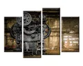 4 Panel Steampunk Maschine Alte Fabrik Wandkunst Malerei Dekor für Wohnzimmer...
