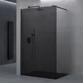 doporro Duschwand für Dusche Duschabtrennung 80x200cm Schwarz Walk-In Dusche 8mm ESG-Sicherheitsglas Vollsatiniert inkl. NANO Bremen01VG