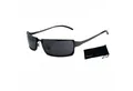 Rennec Sonnenbrille Herren Schmal Rechteckig Metallbrille aus Edelstahl Gläser Schwarz Getönt, Edelstahl Federscharniere