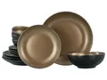 CreaTable, 23600, Serie GLAMOUR - Gold, 12-teiliges Geschirrset, Teller Set aus Steinzeug, spülmaschinen- und mikrowellengeeignet, Qualitätsproduktion