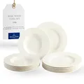 vivo - Villeroy & Boch Group - Basic White Tafelservice 12 teilig 6 Personen Weiß, Teller Set, Weißes Geschirr, Geschirrset, Speiseteller, Suppenteller, Spülmaschinenfest, Premium Porzellan