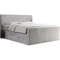 MKS Boxspringbett, Hellgrau, Textil, 2-Sitzer, H3, Rechteckig, 160x200 cm, Schlafzimmer, Betten, Boxspringbetten