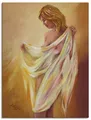 ARTLAND Wanddeko Leinwand Bilder Wandbild 60 x 80 cm Romantik Liebe Erotik Figur Akt Frau Tuch Dessous T2KT