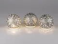 3er Set LED Kugellampen mit Spruch D. 10cm grau aus Glas mit Timer Formano