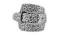Ledergürtel, mit Leopardenmuster, Gr. 90, schwarz-silber