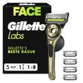 Gillette Labs Rasierer Herrenr mit Reinigungs-Element, Nassrasierer Männer Champion Gold Edition — Inkl. 1 Handstück, 1 Wandhalterung und 1 Reise-Etui — Edelstahl