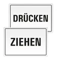 Aufkleber - Ziehen Drücken 130x90 mm | 2er Set UV-sicher ideal für Glastüren 43740