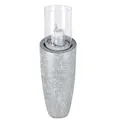 Windlicht, Deko Bodensäule SILVER ICE H. 77cm D. 25cm weiß silber Formano