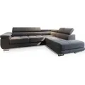 ECKSOFA SELVA R-S Grau Velours-Stoff mit Schlaffunktion