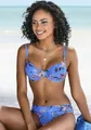 s.Oliver Bügel-Bikini-Top "Maya", mit Doppelträgern und floralem Design, Gr. 36 - Cup D, blau-bedruckt Cup D