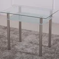 Euro Tische HOOZ Esstisch Glas mit 6mm Sicherheitsglas & Facettenschliff - Glastisch als Esszimmertisch/Küchentisch (90x60x75cm, satiniert)