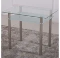 HOOZ Esstisch aus Glas mit 6 mm Sicherheitsglas & Facettenschliff 90 x 60 x 75cm (Glastisch, 1-St., zusätzlicher Stauraum), satinierte Ablagefläche