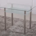 HOOZ Esstisch mit 6mm Sicherheitsglas & Facettenschliff (90x60x75cm, satiniert)