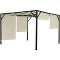 BERLINLODGE Pergola Baia HxBxT 212x400x400cm Garten Pavillon Terrassenüberdachung Stabiles 6cm-Stahl-Gestell Und Schiebedach