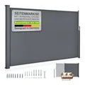 Juskys Seitenmarkise Dubai 300 x 180 cm ausziehbar blickdicht, Sichtschutz Garten, Terrasse anthrazit