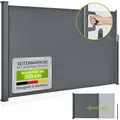 Juskys Seitenmarkise Dubai 300 x 180 cm ausziehbar blickdicht, Sichtschutz für Balkon & Terrasse, Seitenrollo Wandhalterung - anthrazit - Grau