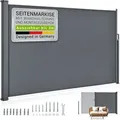 Seitenmarkise Dubai Ausziehbar Blickdicht – Sichtschutz Für Balkon & Terrasse, Seitenrollo Wandhalterung, 300 X 180 Cm – Anthrazit - Juskys