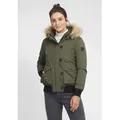 OXMO Winterjacke OXAcila Wattierte Winterjacke mit Kapuze und abnehmbarem Kunstfellkragen grün XL