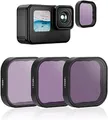 TELESIN 3er-Pack Filter ND8 ND16 ND32 für GoPro Hero 12 Hero 11 Hero 10 Hero 9, Kameralinse, Neutraldichte und Polarisationslinsenfilter Filter Set für GoPro Hero 11/10/9 Schwarz