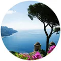 K&L Wall Art Vliestapete "Runde Vliestapete", Meeresblick mediterrane, mehrfarbig, matt - bunt