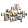 PHOTOLINI Bilderrahmen-Set Schwarz, Holzbilderrahmen Made in EU, 17er Rahmenset, 10x15 bis 30x40 cm, bruchsicheres Acrylglas, zum Aufhängen, extra Zubehör - für Ihre liebsten Fotos & Bilder