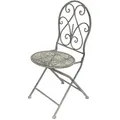 Dandibo - Gartenstuhl Metall Grau Weiß 96127 Metallstuhl Stuhl Garten Vintage Eisen Nostalgie Eisenstuhl Antik