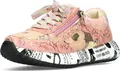 Laura Vita Damen Sneaker Leder Blumenmuster Schrift Reißverschluss Burton 1123, Größe:39 EU, Farbe:Rosa