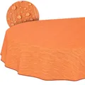 Tischdecke abwaschbar Wachstuch Wachstuchtischdecke Gartentischdecke Leinen-Optik Pflegeleicht Wasserabweisend 180 x 140cm (Oval) Orange mit Saum