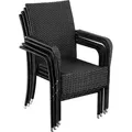 tectake® Rattanstuhl Girona widerstandsfähig 58 x 67 x 90 cm, Belastbarkeit 120 kg - Schwarz