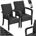 tectake® Rattan Stühle Esszimmer Outdoor, Stapelstühle, Gartenmöbel Set, Gartenstühle stapelbar, Outdoor Küche, Terrasse, Wintergarten Möbel, Korbsessel Armlehne, Terrassenmöbel - 4er Set
