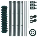 Maschendrahtzaun-Gartenzaun-Set verzinkt und grün beschichtet Maschenweite 6 x 6 cm, Zaunset, Drahtzaun, Maschendraht, Komplettset, Zaun-Set (1,5 x 25 m)