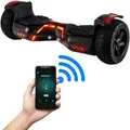 ROBWAY X2 Hoverboard | 700 Watt - 8,5 Zoll - 15 km/h - App - Bluetooth - LEDs - Für Erwachsene & Kinder - Self-Balance - Bis 120 Kg (Schwarz Matt) - Schwarz