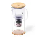 Lotus Vita ENYA Glas-Filterkanne mit Bambusdeckel (Blume des Lebens auf dem Glas)