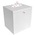 Creative Deco Weiße Holzkiste mit Deckel Kartenbox Hochzeit | 29x25x30 cm | Geldgeschenke Holzbox mit Schlitz, Schloss und Schlüssel Geschenkkarten Box Geldbox Briefbox Kasten | Lagerung Spendenbox