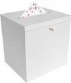 Creative Deco Dekokiste Kartenbox Hochzeit 29x25x30 cm Geschenkkarten Box Geldbox Briefbox, mit Deckel, Schloss und Schlüssel, Weiß