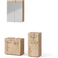 Vicco - Badmöbel-set Luna, Eiche Wotan, 3 Teile, Mit Midischrank