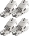 deleyCON 4x CAT 6a Werkzeugloser RJ45 Netzwerkstecker mit LSA Anschluss für Starre Verlegekabel Geschirmt 10 Gbit/s LAN Kabel Netzwerkkabel Stecker CAT6a Metallgehäuse