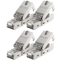 4x CAT6a Netzwerkstecker RJ45 Metall Werkzeuglos 10Gbit/s CAT Netzwerk Stecker