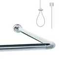 Libaro Duschvorhangstange L & U Form – rostfreie Aluminium Eckduschstange für Badewanne & Dusche – inkl. 1,50 m Deckenhalterung kürzbar – stabile Winkelduschstange zur Deckenmontage