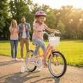 Actionbikes Kinderfahrrad Starlight 16 Zoll | Kinder Fahrrad - V-Brake Bremsen - Kettenschutz - Fahrradständer - Rad - 4-7 Jahre (Rosa) - Rosa