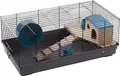 Hamsterkäfig Flamingo Jang - Schwarz/Grau, Komplett ausgestattet, 58 x 31,5 x 22,5 cm, Ideal für Hamster und Mäuse