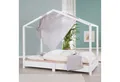 roba® Hausbett aus Massivholz, bodentiefes Kinderbett in 90 x 200 cm & 70 x 140 cm, Bodenbett für Kinder nach Montessori Prinzip - Weiß lackiert