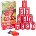 Relaxdays Dosenwurfspiel Eisen Rot Weiß Blau Orange für Kinder 9 cm x 5,5 cm