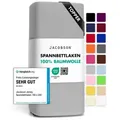 Jacobson Spannbettlaken TOPPER aus 100% Baumwolle, Jersey Bettlaken 160 g/m2, Spannbetttuch mit Gummizug, pflegeleicht & viele Farben grau 180 - 200 cm x 220 cm