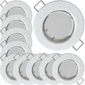 10er Set flache LED Einbauspots 5W 400lm 220–240V Ø80, Loch 55–60, 28mm, 90°