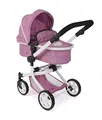 Bayer Chic 2000® 2in1 Puppenwagen Mika – Jeans Pink – faltbar – höhenverstellbarer Griff 47-80 cm – modernes Gestell – Puppen bis 52 cm – 4-8 J.