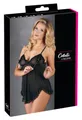 Cottelli Collection Lingerie Babydoll - sexy Babydoll und String für sie, elegante Reizwäsche mit offenen Cups zur Verführung des Partners, schwarz