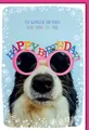 Geburtstag - Karte mit Umschlag - Hund mit pinker Brille - plastikfrei - unverpa