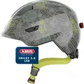 ABUS Kinderhelm Smiley 3.0 LED - Fahrradhelm mit Licht - tiefe Passform & Platz für einen Zopf - für Mädchen und Jungs - Grau mit Weltall-Muster... - Grau