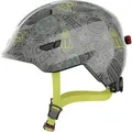 Abus Fahrradhelm Smiley 3.0 LED, für Kinder, 50 - 55 cm, verstellbar, grau, mit Motiven & LED-Rücklicht